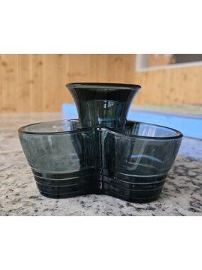 1958 German Smoker Set/Candleholder Kurt Radke Tourmaline Colored Smoky Crystal